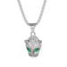 New Hip-Hop Stainless Steel Inlaid Green Red Blue Eyes Full Diamond Small Leopard Head Pendant Necklace_ipsvogv.com