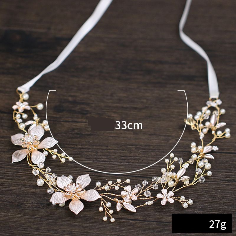 Fashion Flower Headdress Handmade Pearl Leaf Headband Accessories Wedding Dress Makeup Simple Hair Accessories_ipsvogv.com