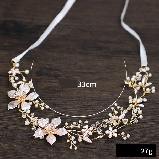 Fashion Flower Headdress Handmade Pearl Leaf Headband Accessories Wedding Dress Makeup Simple Hair Accessories_ipsvogv.com
