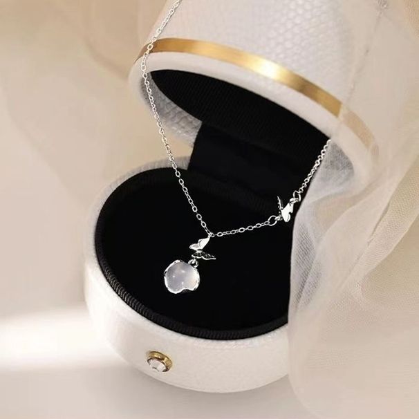 S Pure Silver Butterfly White Jade Marrow Necklace For Women, Niche, Light Luxury Temperament, High-end Feeling, New_ipsvogv.com