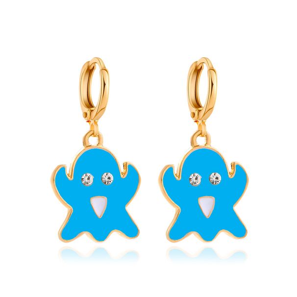 oil dripping colored ghost earrings exaggerated funny alloy cartoon ghost face earrings Halloween gift_ipsvogv.com