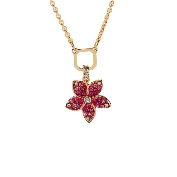 Tropical Rainforest Pink Flower Necklace Female Crystal Clavicle Necklace_ipsvogv.com