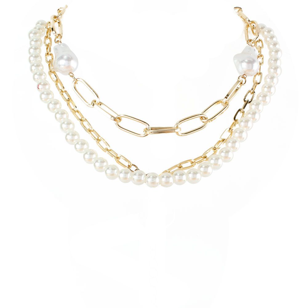 Retro Alloy Cross Chain Necklace Cross Border Sweet Style Special Shaped Pearl Necklace For Women_ipsvogv.com