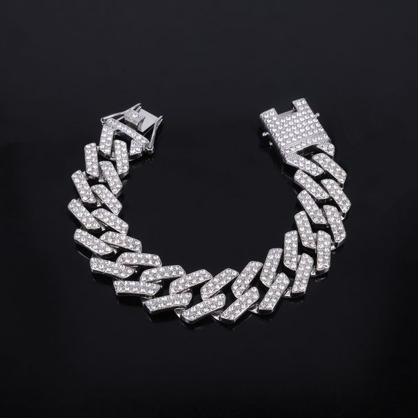 Unisex 20mm Diamond Shaped Alloy Necklace For Men High End Cool Hip Hop Cuban Chain_ipsvogv.com