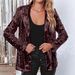 Women's Clothing new commuter style cardigan lapel long sleeved sequined casual suit_ipsvogv.com