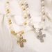 N12034 new personalized and fashionable necklace, pearl splicing cross, niche design, collarbone chain_ipsvogv.com