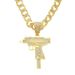 Exaggerated and cool personality, full diamond gun necklace, trendy man street Cuban chain, punk accessory pendant_ipsvogv.com