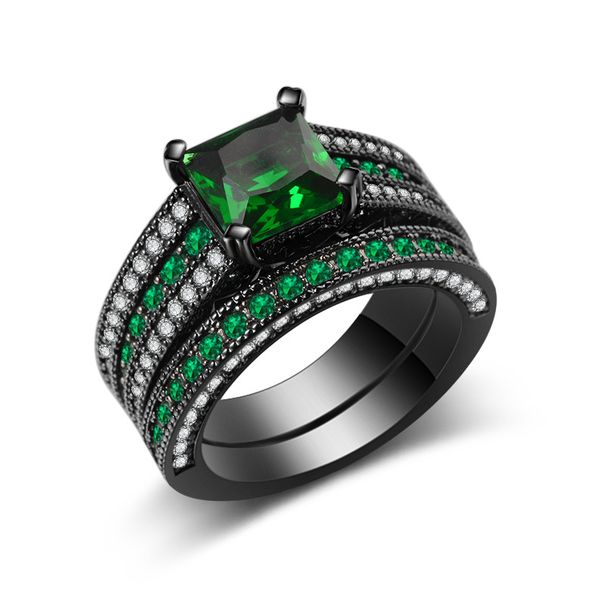 Men's Jewelry Popular Black Gold Ring Set Ring Bluish Greens Rings_ipsvogv.com