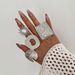 Exaggerated Irregular Metal Knock Pattern Open Female Ins Geometric Pearl Ring_ipsvogv.com