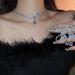 hollow Bow, Zircon Water Droplet Necklace, Earring Set, Korean Fashion, Light Luxury, Bride, High-end Feeling, !_ipsvogv.com