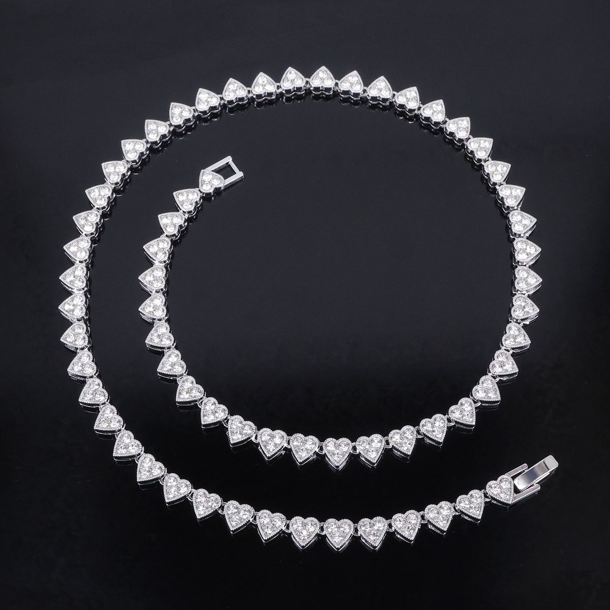 Unisex 6mm Heart Shaped Simple Diamond Necklace Men And Women Hip Hop Neck Chain Clavicle Chain_ipsvogv.com