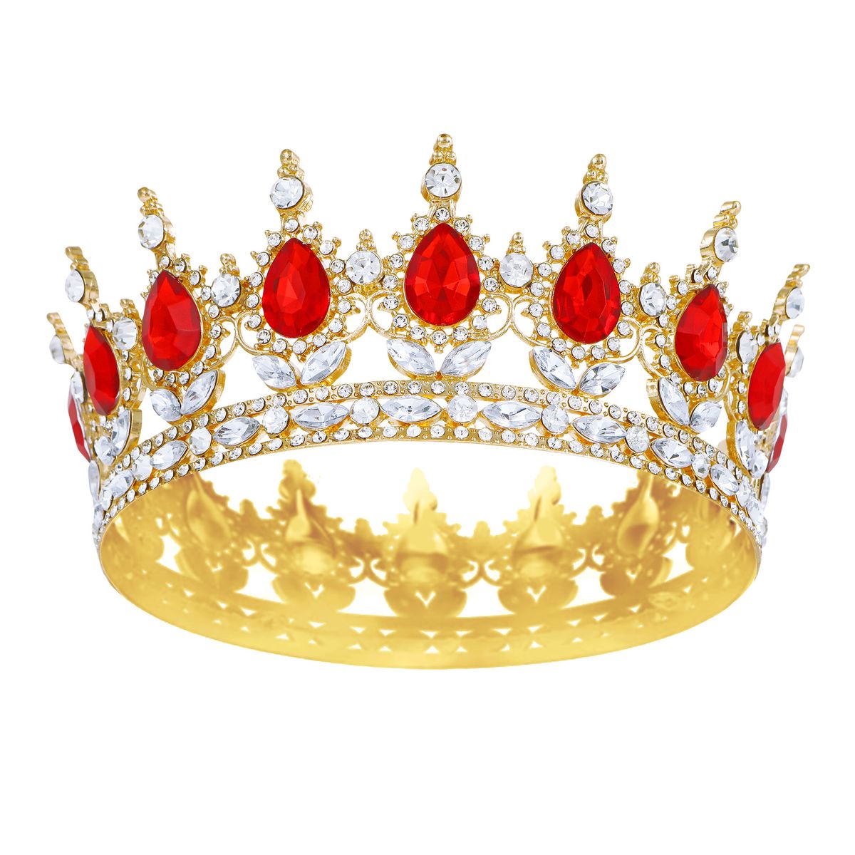 Baroque Bridal Round Party Ball Princess Headwear Birthday Crown Crystal Hair Accessories Female_ipsvogv.com