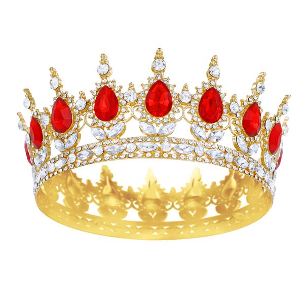 Baroque Bridal Round Party Ball Princess Headwear Birthday Crown Crystal Hair Accessories Female_ipsvogv.com