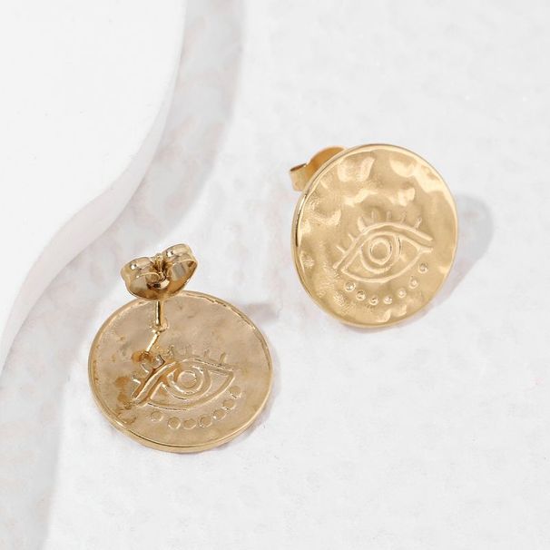Street New Fashion Devil's Eye Women's Round Stainless Steel Earrings Cool European And American Classic Versatile Ear_ipsvogv.com