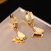 Fashionable Personalized Titanium Steel Rose Gold Butterfly Earrings For Women's Korean Version Frosted Cute And Sweet_ipsvogv.com