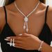 New Fashion Creative Wedding Zircon Flower Jewelry Bride Banquet Earrings Necklace Set_ipsvogv.com