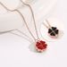Red and black love pendant, four leaf grass necklace, female titanium steel personality niche, versatile jewelry, double_ipsvogv.com