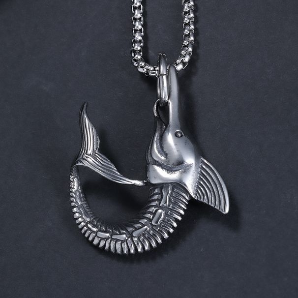 New Nordic Mythical Shark Shaped Titanium Steel Men's Pendant Necklace_ipsvogv.com