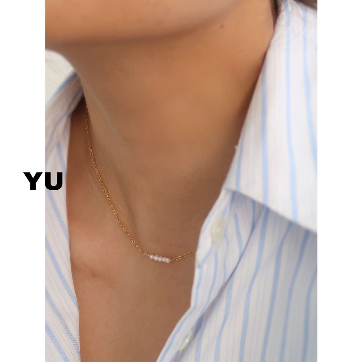 Natural Freshwater Rice Grain Pearl Necklace Jade Jewelry, Titanium Steel Light Collarbone Chain With A Sense Of Luxury_ipsvogv.com