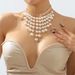 N11236 pearl tassel necklace fashionable personality exaggerated heavy industry choker collarbone chain_ipsvogv.com