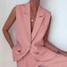 Women's Clothing vest suit with solid colours_ipsvogv.com