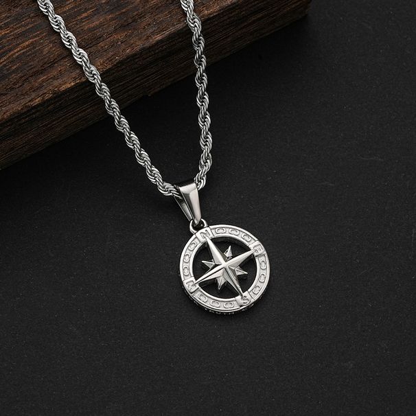 Men's Jewelry Polaris Ring Pendant Twisted Chain Necklace Stainless Steel Clavicle Chain Simple Accessories_ipsvogv.com
