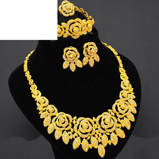 European and American jewelry popular alloy bridal wedding jewelry set necklace earrings four-piece jewelry manufacturer supply_ipsvogv.com