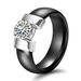 Hot selling 6MM ceramic personality simple black and white zirconium inset couple rings_ipsvogv.com