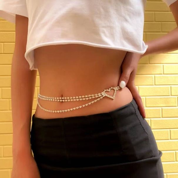 fashion new style bridal waist chain jewelry sexy model rhinestone heart waist chain body chain jewelry_ipsvogv.com