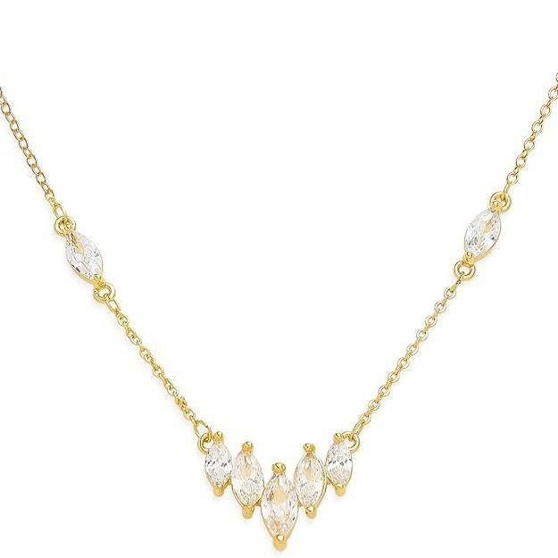Light Luxury Fashion All Match Micro Inlaid Zircon Water Drop V Shaped Necklace Female Personality Exquisite Super Flash Advanced Clavicle Chain_ipsvogv.com