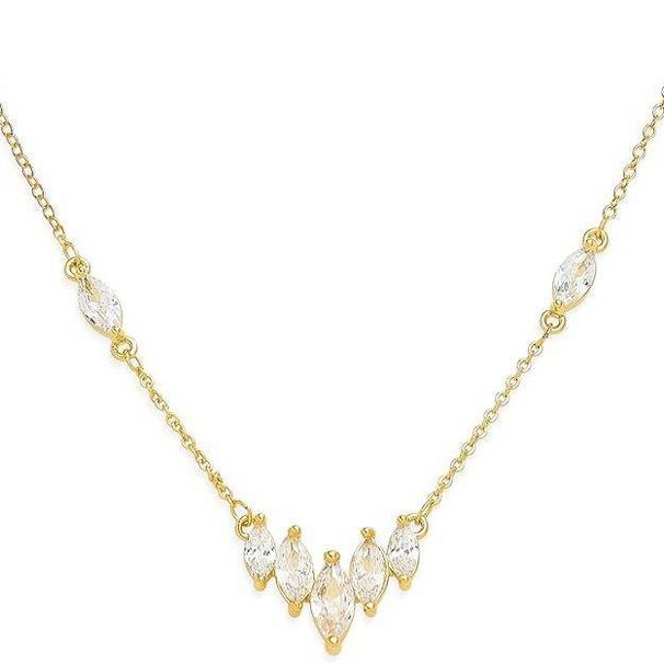 Light Luxury Fashion All Match Micro Inlaid Zircon Water Drop V Shaped Necklace Female Personality Exquisite Super Flash Advanced Clavicle Chain_ipsvogv.com