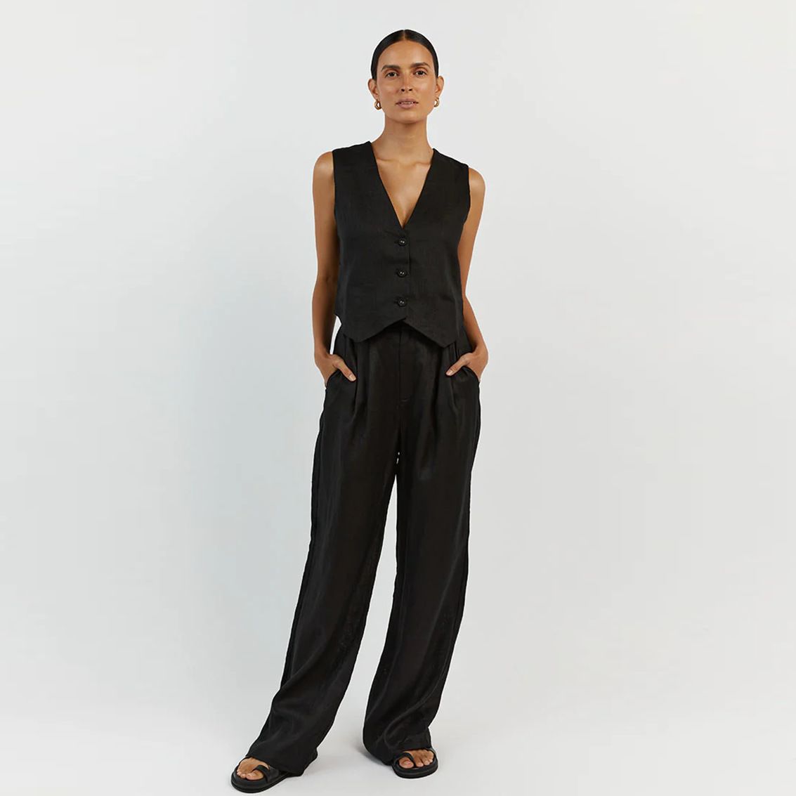 Women's Clothing Summer New Cotton And Linen Sleeveless Vest Vest Trousers Two Piece Suit Female Casual Fashion Suit_ipsvogv.com