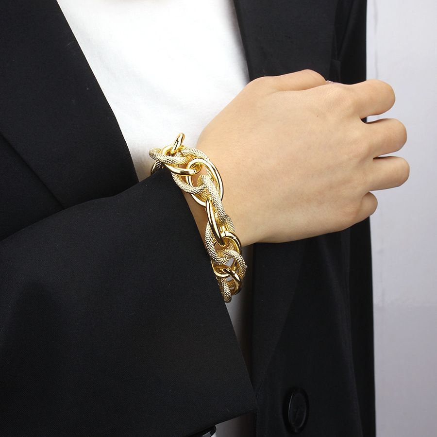 Jewelry Simple Handmade Chain Necklace Versatile Metal Mirror Mixed Bracelet_ipsvogv.com