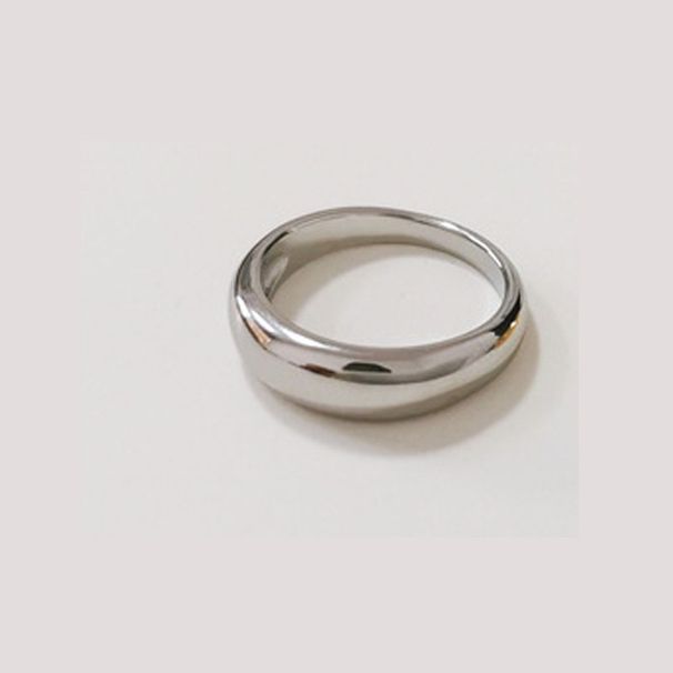 Women's Jewelry Fashion Simple Round Smooth Curved Ring Female Stainless Steel 18 Gold Plated_ipsvogv.com