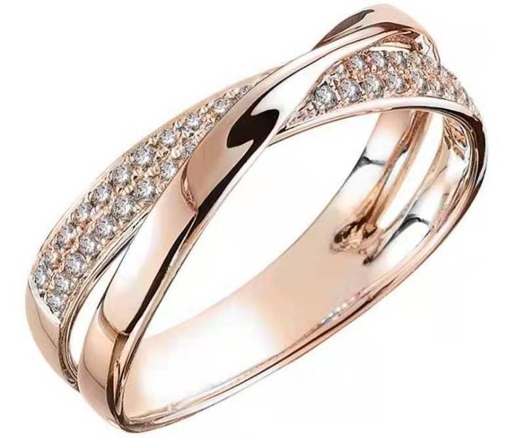 Designer simple personality X shape alloy two-tone ring popular jewelry_ipsvogv.com