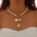 Starfish Shell OT Buckle Cross Chain Necklace Women's Europe, America Summer Fashion Beach Vacation Travel With Seasonal Accessories_ipsvogv.com