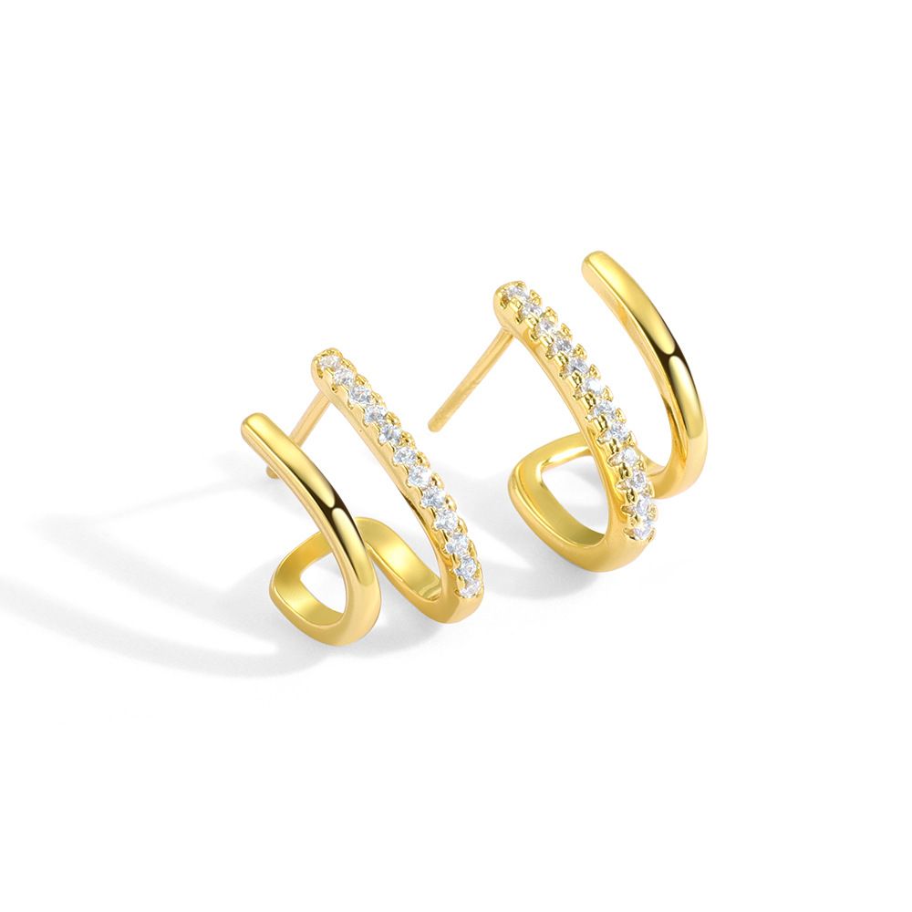 Women's Jewelry Geometric Metal Style Double Layer Round Micro Inlaid Zircon Ear Clip Ear Jewelry_ipsvogv.com