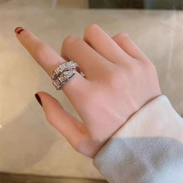 personalized Mouth Snake Zircon Adjustment Shaped Ins Niche Cold Luxury High-end Fashion Index Finger Ring_ipsvogv.com