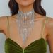 N9886 back embellishment tassel water diamond light luxury neck exaggerated nightclub style claw chain necklace_ipsvogv.com
