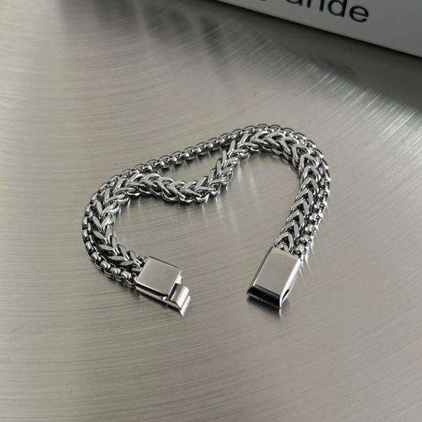 Men's Double Layer Cuban Titanium Steel Bracelet Wristband Male Ins Style Unique Niche Design Street Fashion High-end_ipsvogv.com