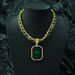 Men’s Jewelry Set Fashion Hot Selling Colored Gemstone Alloy Large Pendant With Colored Gemstone Cuban Necklace Hip Hop Cool Necklace_ipsvogv.com