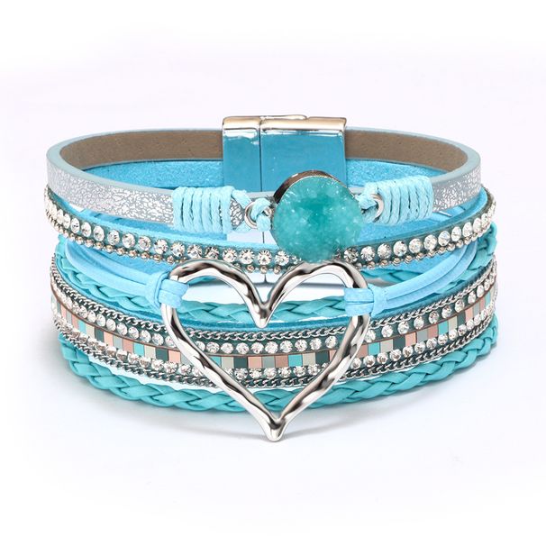 Women's Jewelry Fashion New Bracelet Bohemian Love Rhinestone Magnetic Bracelet PU Artificial Leather Soft Bracelet_ipsvogv.com