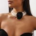 N11747 French Romantic Hepburn Pearl Fresh and Sweet Rose Banquet Necklace_ipsvogv.com