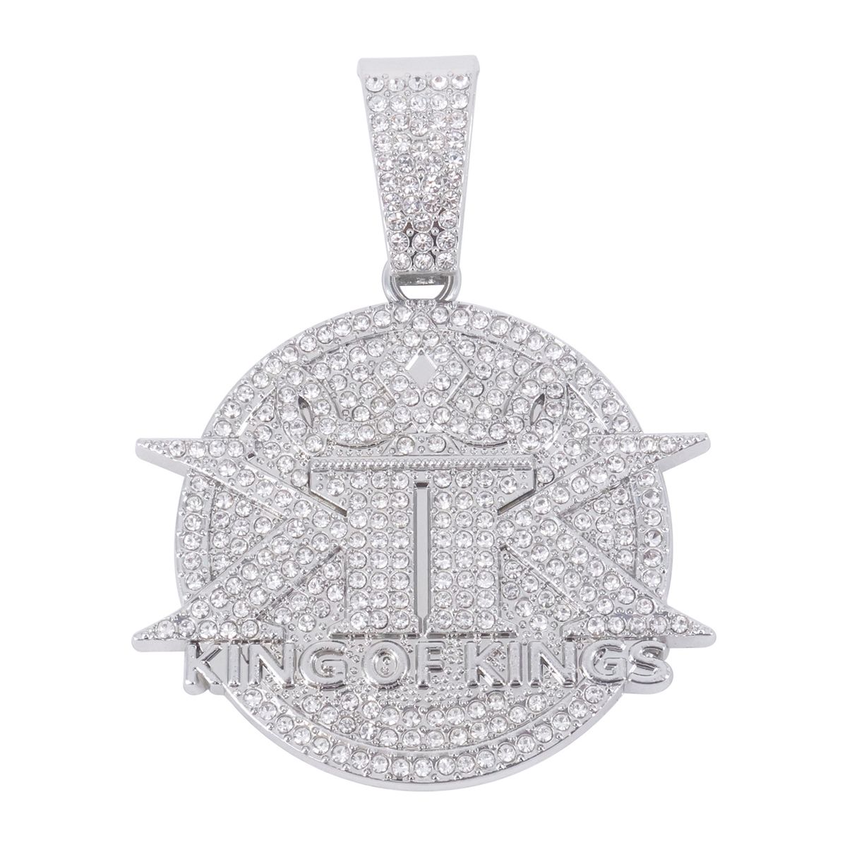 Unisex English Letters KINGS Full Diamond KK Pendant Hip Hop Rap Hiphop Cuban Chain Accessories_ipsvogv.com
