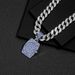 Niche personality hip hop retro original blue diamond full diamond watch pendant men's versatile Cuban necklace_ipsvogv.com