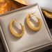 Fashionable texture, unique French pleated earrings, earrings, and high-end gold titanium steel geometric asymmetric_ipsvogv.com
