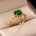 Korean Version Of New Emerald Selected Zircon Niche, Light Luxury Design, Internet Famous Ring, Personality, Versatile_ipsvogv.com