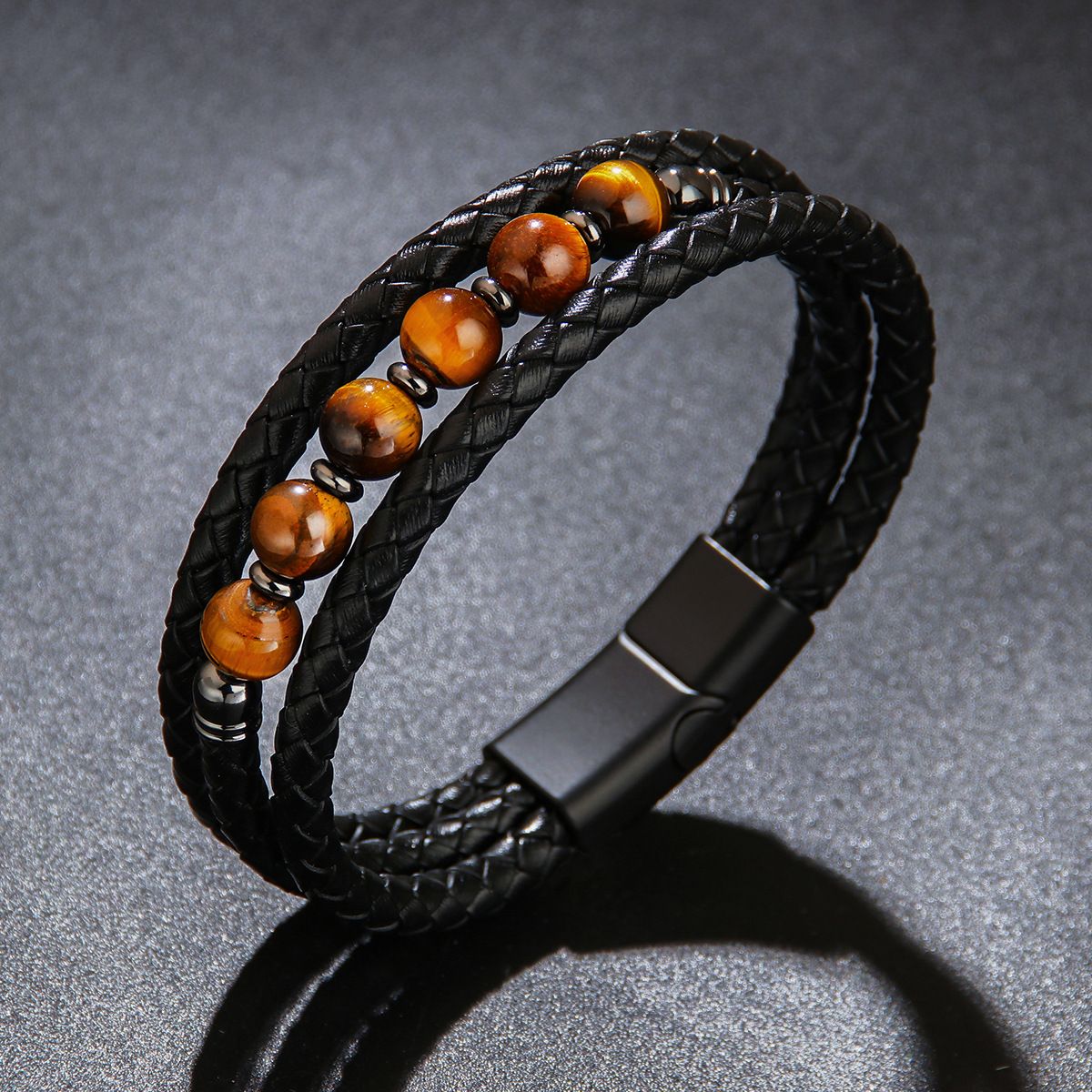 Men's Jewelry Bracelet Personality Versatile Multi Layer Braided Leather PU Leather Bracelet Men's Colorful Bead Bracelet_ipsvogv.com