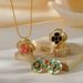 Popular Jewelry Cat's Eye Stone Oil Drop Color Flower Necklace Female Fashion Snake Bone Chain Gold Plated Stainless Steel Necklace_ipsvogv.com
