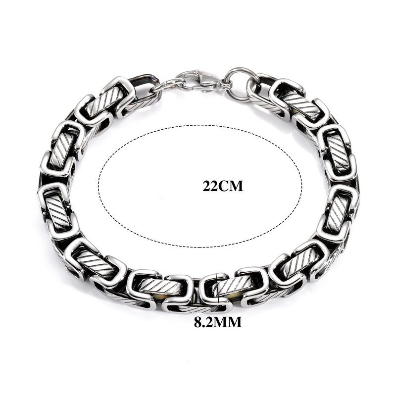 Women's Jewelry Stainless Steel Fashion Trend Retro Byzantine Chain Black Plated Polished Hip Hop Square Titanium Steel Men's Trend Bracelet_ipsvogv.com
